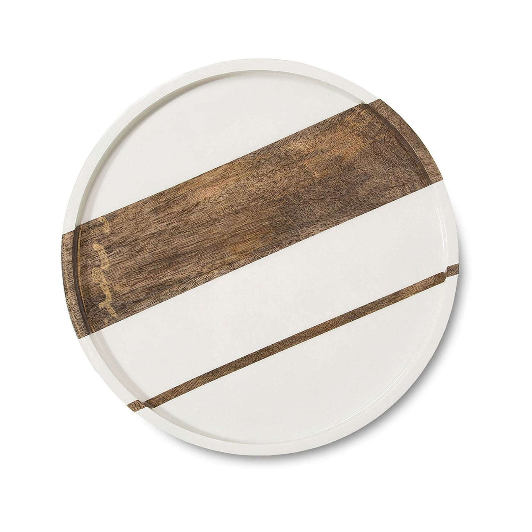Mango wood in cream with natural wood stripes tray
