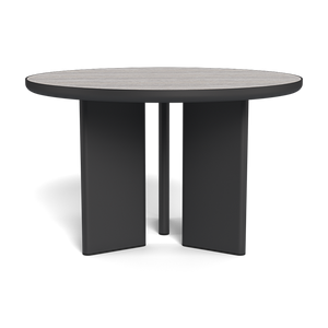 Moab 48" Round Dining Table (Aluminum Bronze / Travertine Dark Grey)