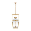 4 Light 19 inch Matte White and Antique-Burnished Brass Lantern Pendant Ceiling Light, Medium
