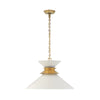 1 Light 24 inch Antique-Burnished Brass Pendant Ceiling Light in Matte White, Large Stacked