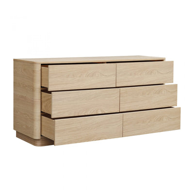 oak rounded corners 6 drawers dresser