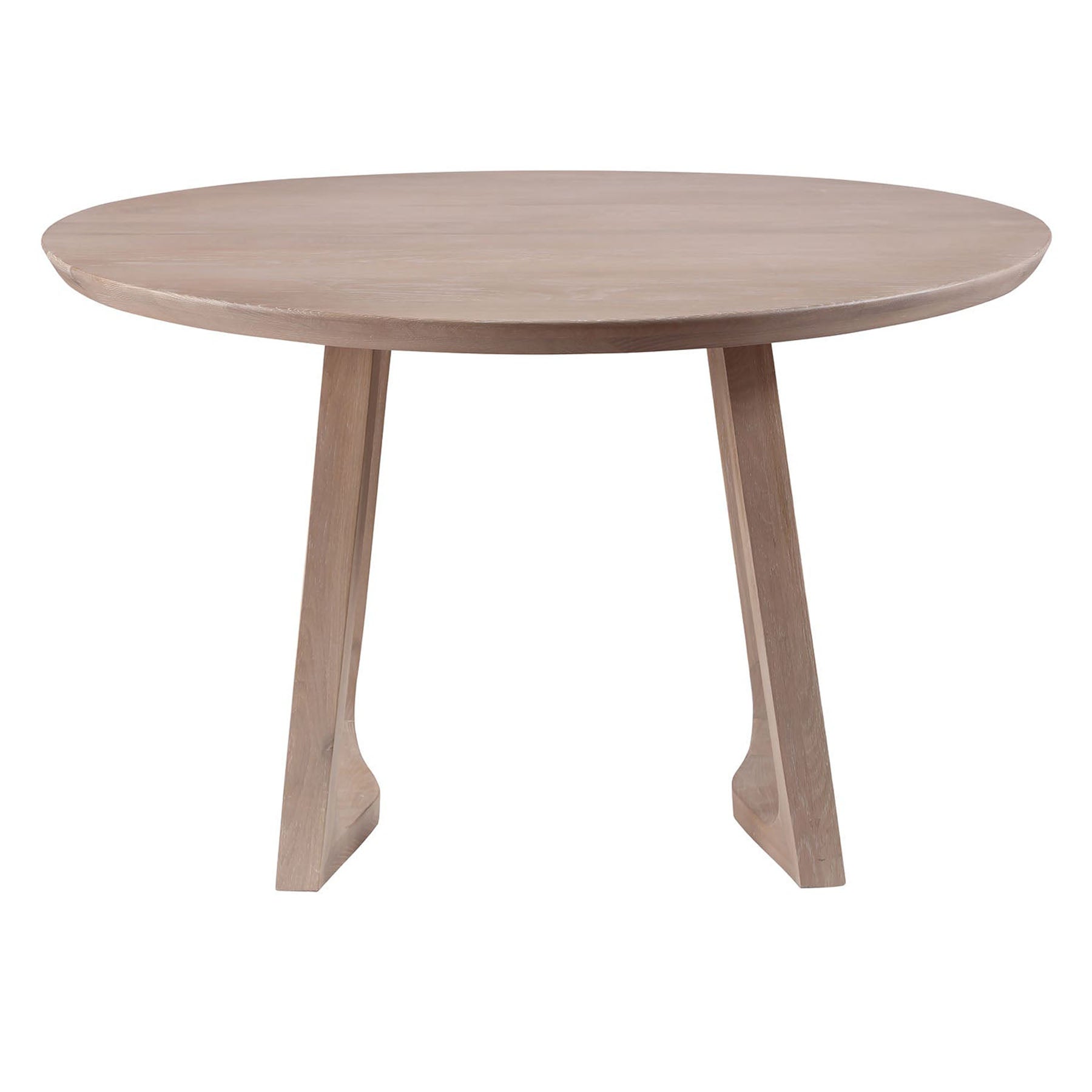 Sold white oak round dining table with seating for up to eight