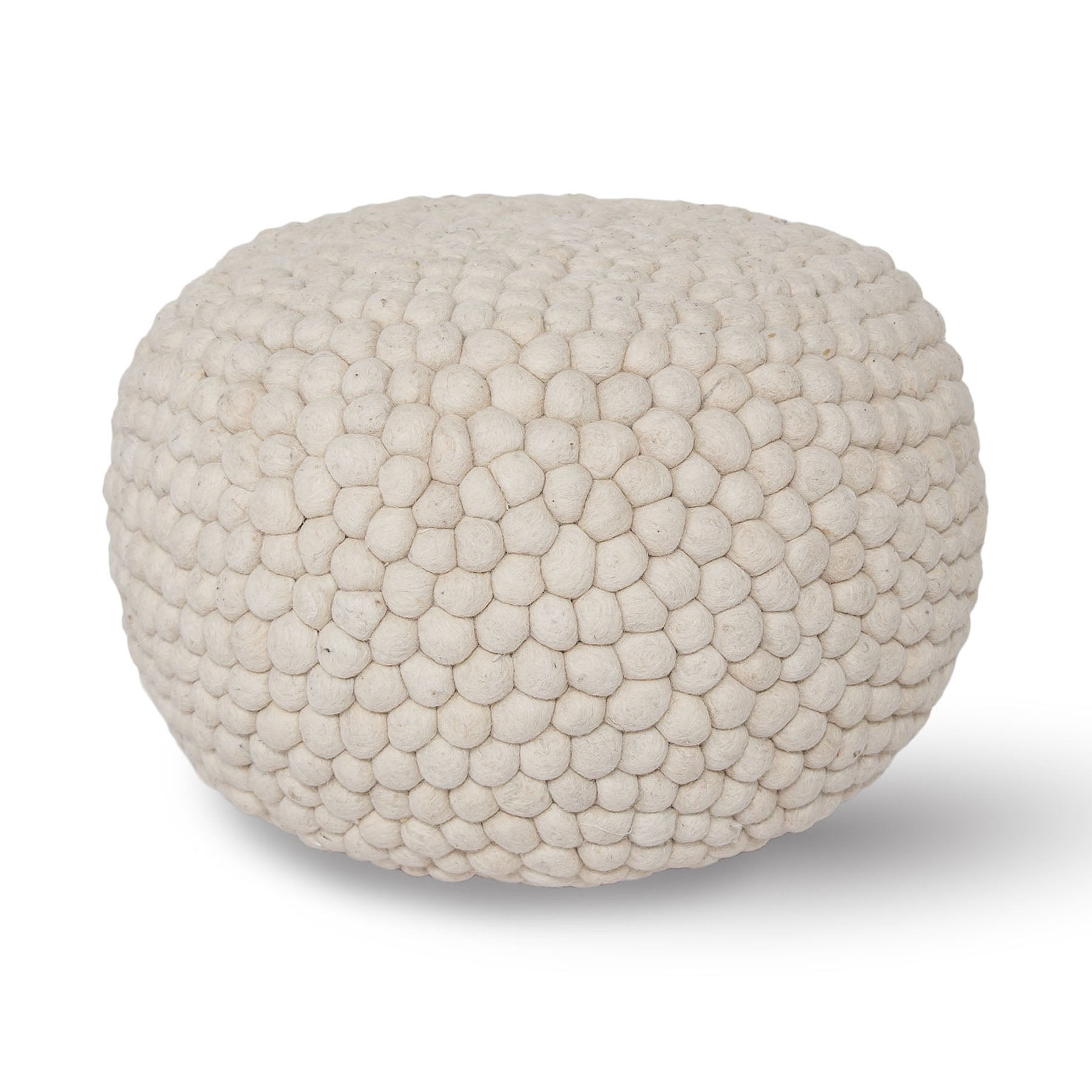 Bohemian cream pouf made with 100% wool