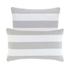 Pearl grey and white stripe indoor and outdoor pillow, which features knife edge closure (2 sizes available)