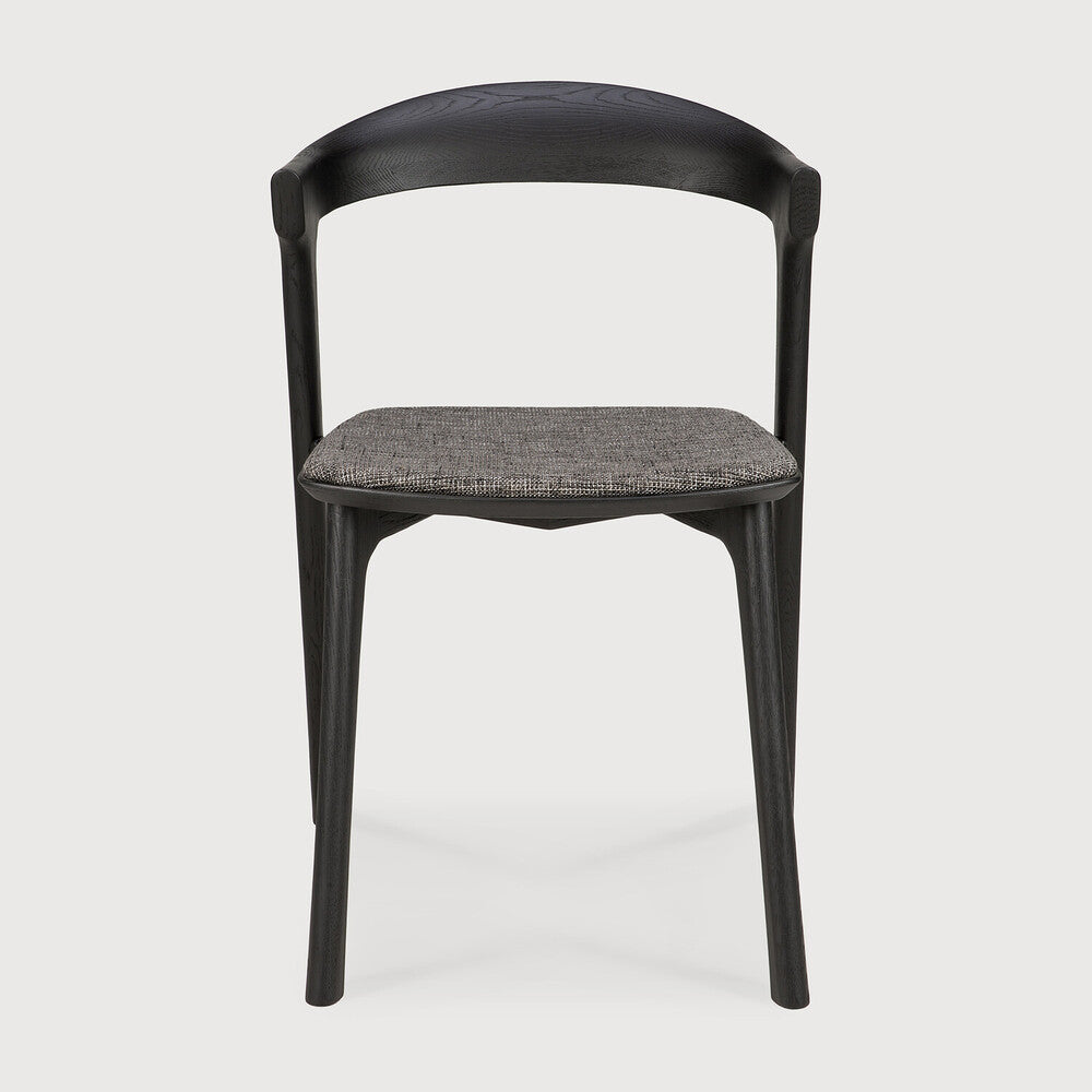 Oak Bok black dining chair - grey upholstery 50/54/76