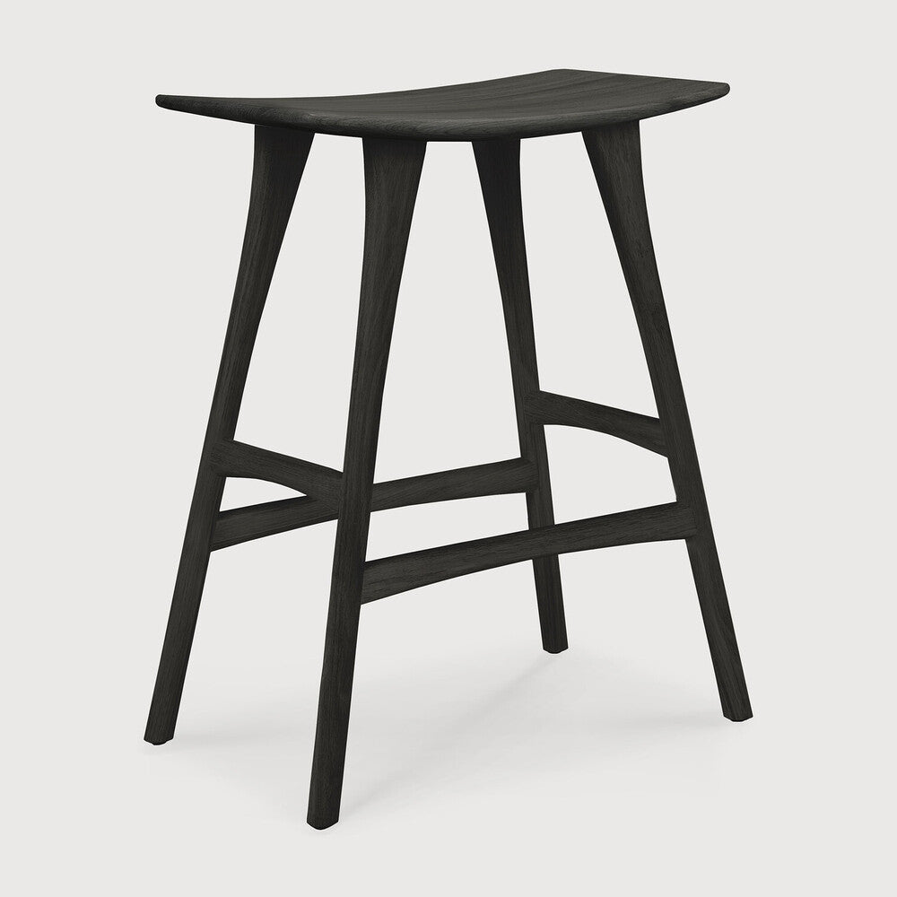 Oak Osso black counter stool - varnished 57/33/67
