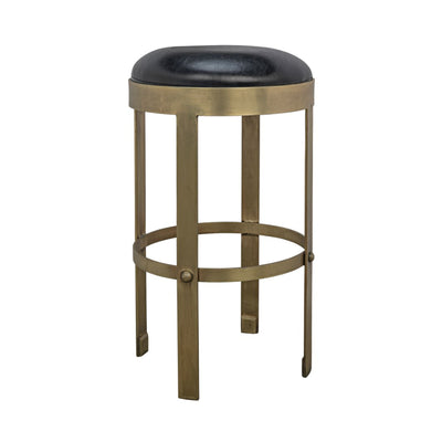 Prince Counter Stool with Leather - Brass Finish