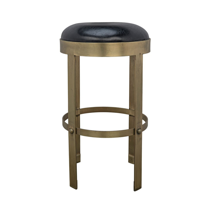 Prince Counter Stool with Leather - Brass Finish