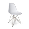 white plastic chair with chrome legs
