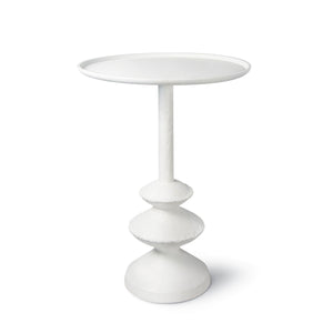 white aluminium side table