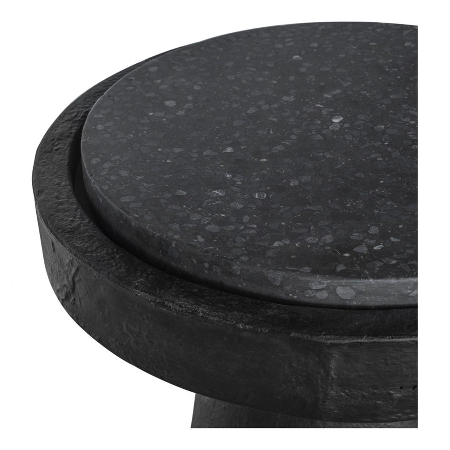 Rustic black terrazzo accent table