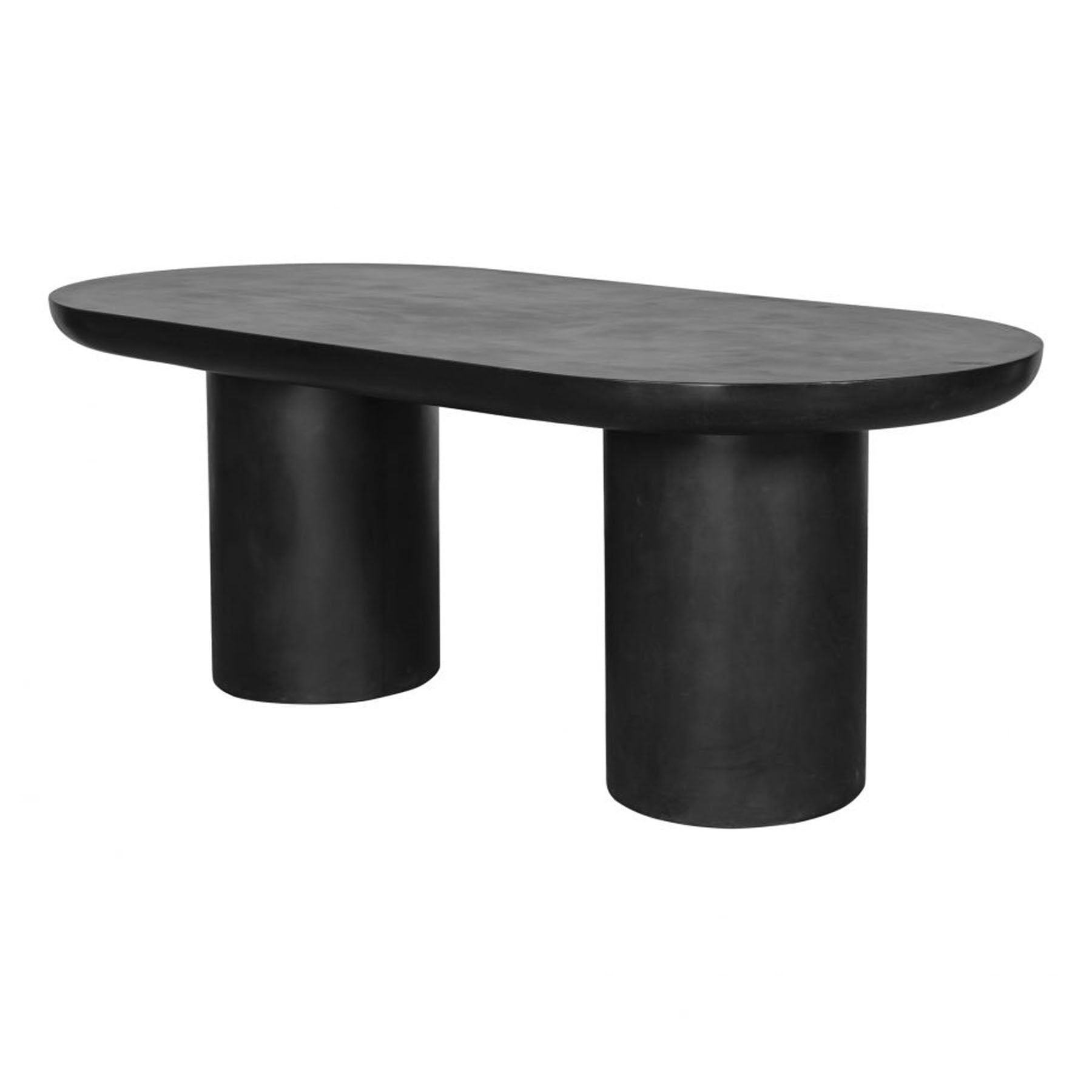 Oval concrete table with iron frame