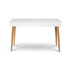 white desk with blonde wood legs