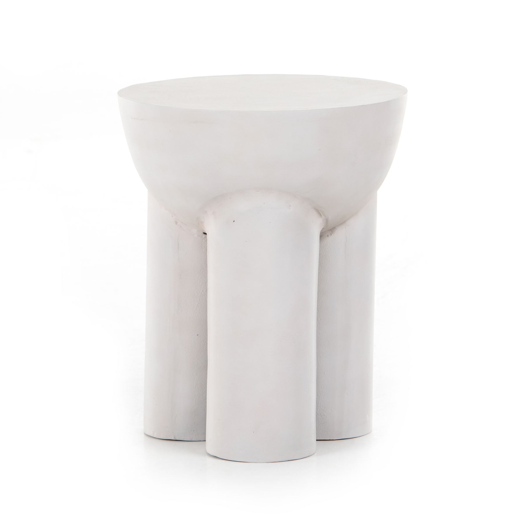 textured matte white end table