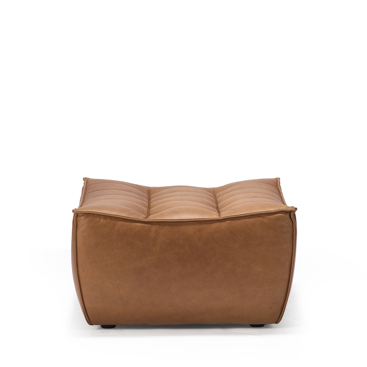 Jacques - Leather Ottoman - Old Saddle  {N701}