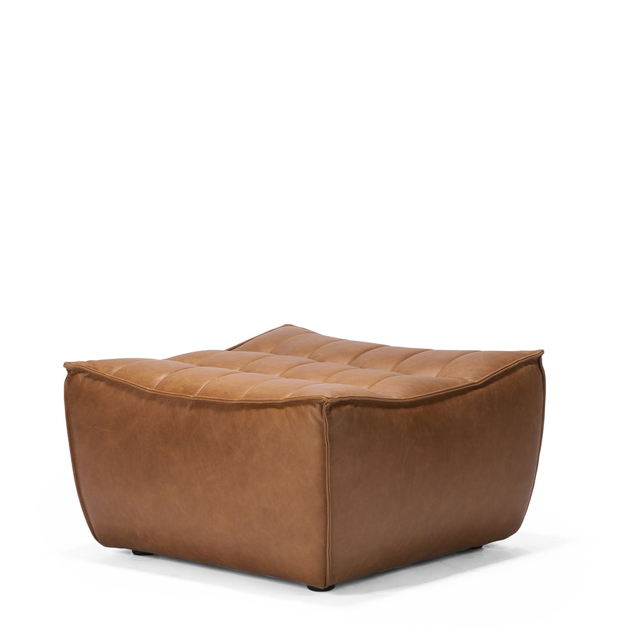 Jacques - Leather Ottoman - Old Saddle  {N701}
